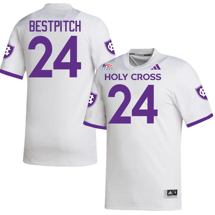 Holy Cross Crusaders #24 Tommy Bestpitch College Football Jerseys,Uniforms-White